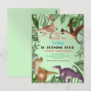 Cute dinosaur jungle School kids Birthday party  Postcard