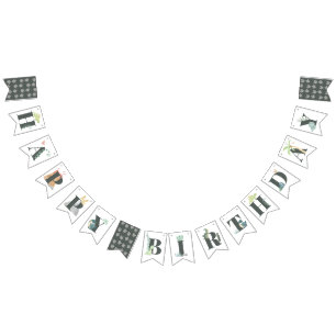 Cute Dinosaur Jungle Watercolor Boy Happy Birthday Bunting