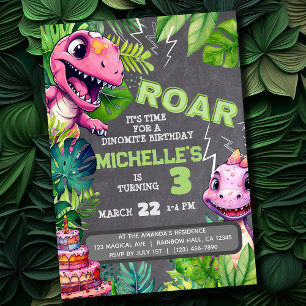 Cute Dinosaur Kids Birthday Dino Chalkboard Boy Invitation