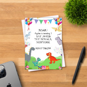 Cute Dinosaur Kids Birthday Invitation