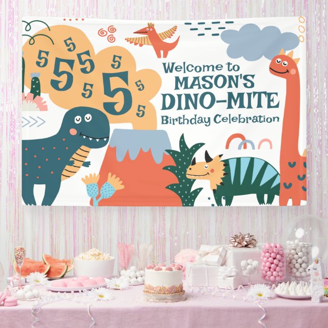 Cute Dinosaur Kids Birthday Party Banner (Party)