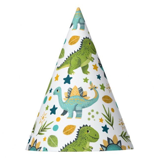 Cute Dinosaur Kids Birthday Party Hat (Front)