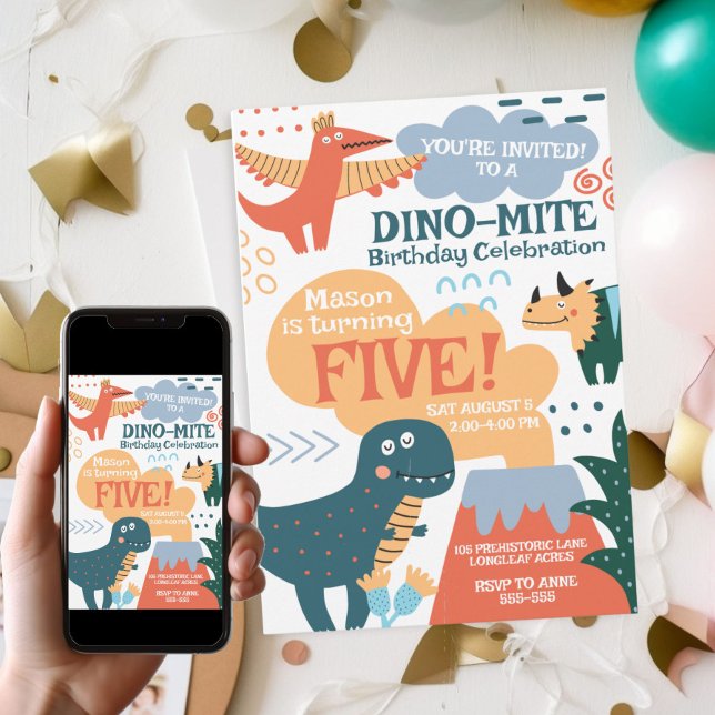 Cute Dinosaur Kids Birthday Party Invitation (Creator Uploaded)
