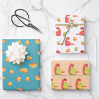 Cute Dinosaur Kids Birthday Party Wrapping Paper Sheet