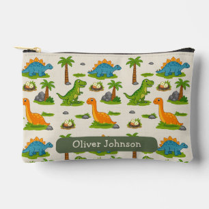 Cute Dinosaur Kids Name School Accessory Pouch