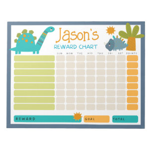 Cute Dinosaur Kids Reward Chart for Daily Routine  Notepad