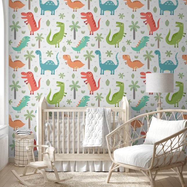 Cute Dinosaur Kids Room Nursery Wallpaper (Kids)