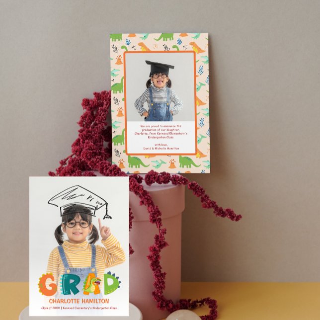 Cute Dinosaur Kindergarten Graduation Announcement (Cute Dinosaur Kindergarten Graduation Announcement)