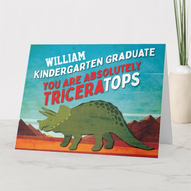 Cute Dinosaur Kindergarten Graduation Card (Front)