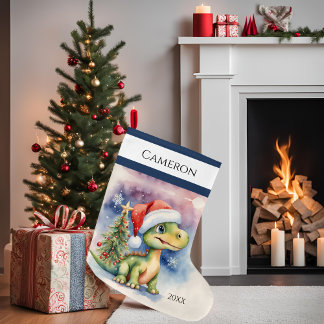 Cute Dinosaur Large Christmas Stocking