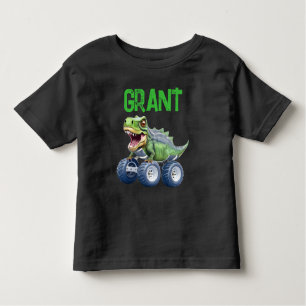 Cute Dinosaur monster truck personalised birthday  Toddler T-Shirt