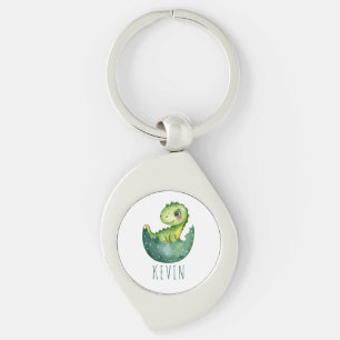 Cute Dinosaur Neutral Watercolor Birthday Gift Key Ring