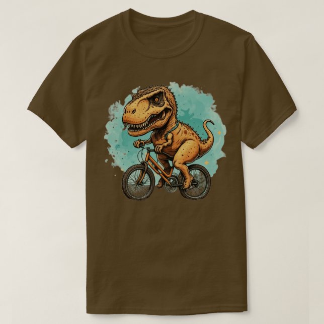 Cute dinosaur on a bicycle dino t rex bicycling cu T-Shirt (Design Front)