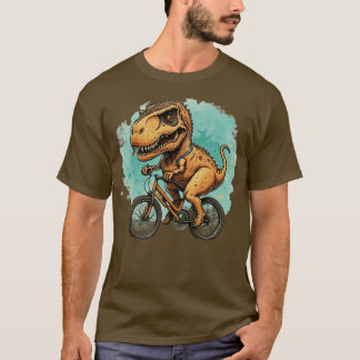 Cute dinosaur on a bicycle dino t rex bicycling cu T-Shirt