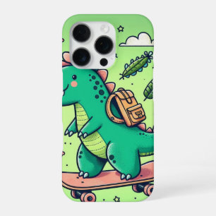 Cute Dinosaur on a Skateboard iPhone 16 Pro Case
