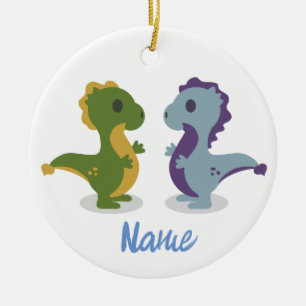 Cute Dinosaur Pair Thunder_Cove Ceramic Ornament