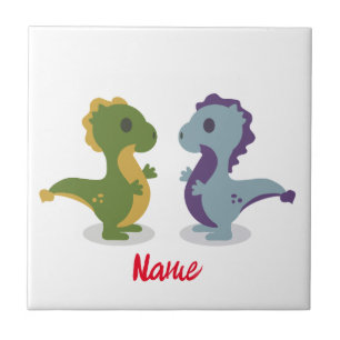 Cute Dinosaur Pair Thunder_Cove Ceramic Tile