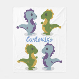 Cute Dinosaur Pair Thunder_Cove  Fleece Blanket