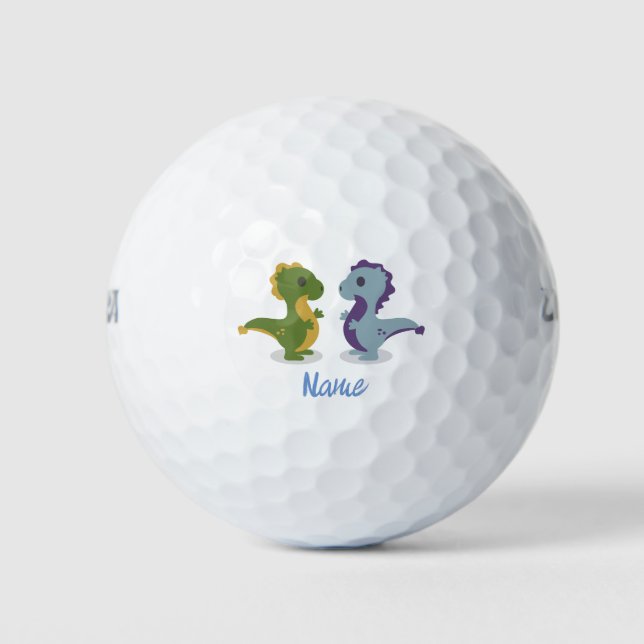 Cute Dinosaur Pair Thunder_Cove Golf Balls (Front)