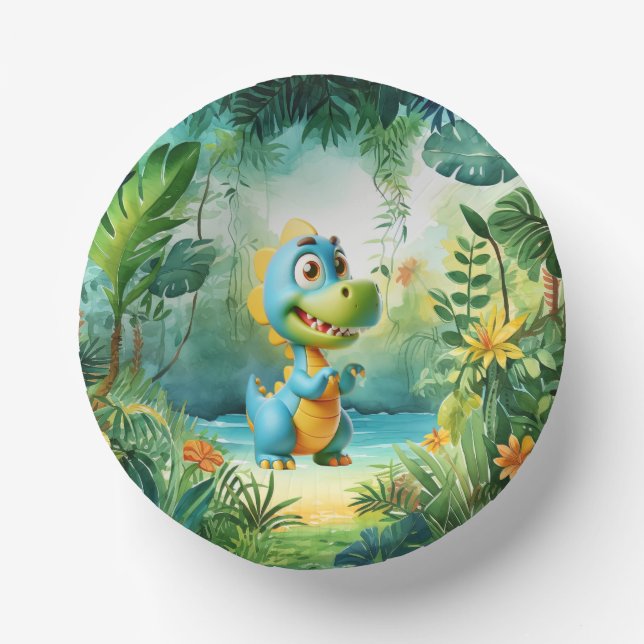 Cute Dinosaur Paper Bowl Paper Plate (Front)