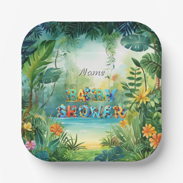 Cute Dinosaur Paper Plate (Front)