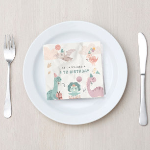 Cute Dinosaur Party Animals Kids Birthday Napkins