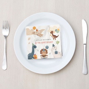 Cute Dinosaur Party Animals Kids Birthday Napkins