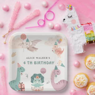 Cute Dinosaur Party Animals Kids Birthday Napkins Paper Plate