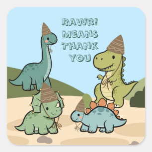 Cute Dinosaur Party Favour Sticker 