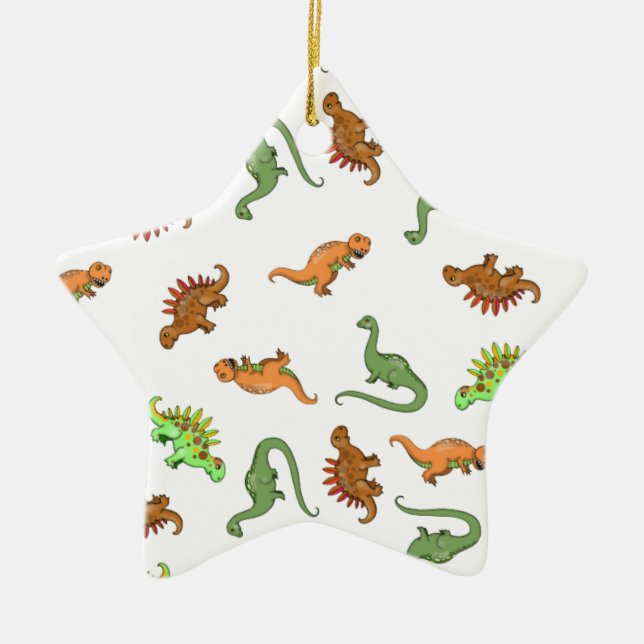 Cute Dinosaur Pattern Ceramic Ornament (Front)