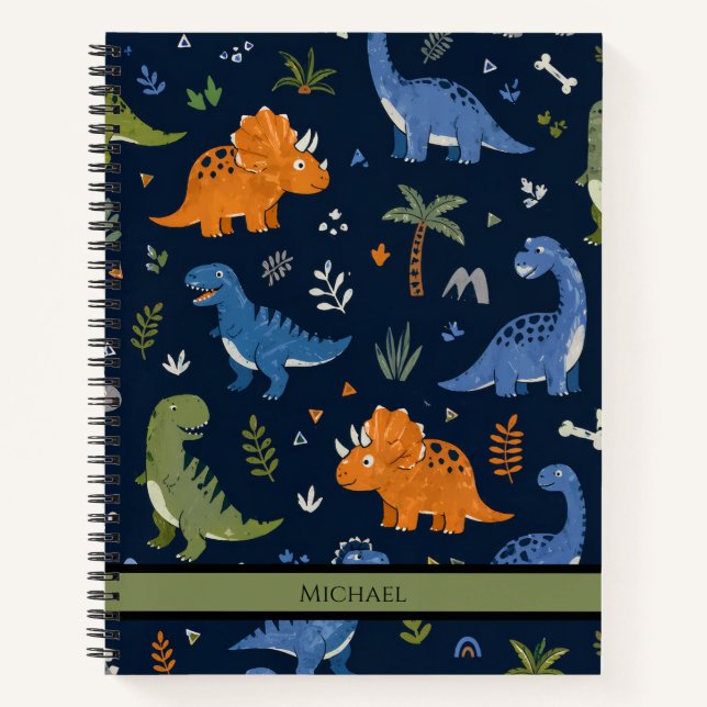 Cute Dinosaur Pattern Colorful  Notebook (Front)