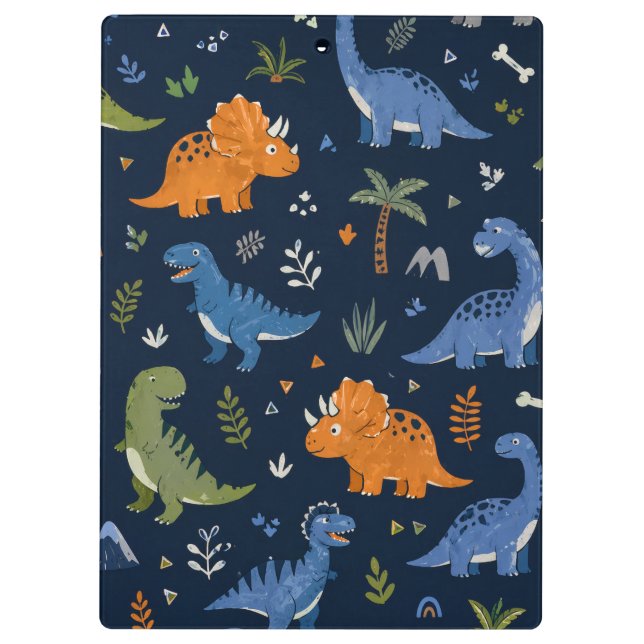 Cute Dinosaur Pattern Colourful  Clipboard (Back)