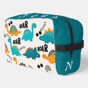 Cute Dinosaur Pattern Custom Monogram Name Kids Dopp Kit