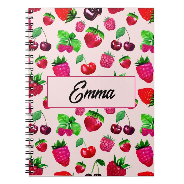 Cute Dinosaur Pattern Custom Monogram Name Kids Notebook (Front)