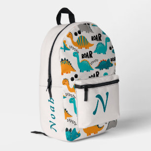 Cute Dinosaur Pattern Custom Monogram Name Kids Printed Backpack