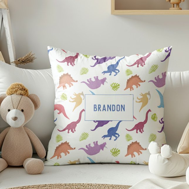 Cute Dinosaur Pattern Kid Personalised Child Room Cushion (Creator Uploaded)