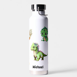 Cute Dinosaur Pattern Kids Personalised Name Water Bottle