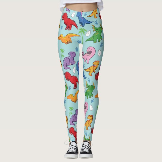 Cute Dinosaur Pattern Leggings (Front)