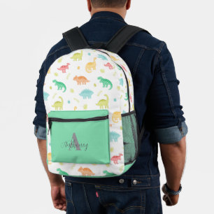 Cute Dinosaur Pattern Monogram Name Printed Backpack