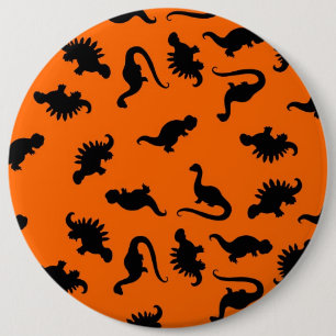 Cute Dinosaur Pattern on Orange 6 Cm Round Badge