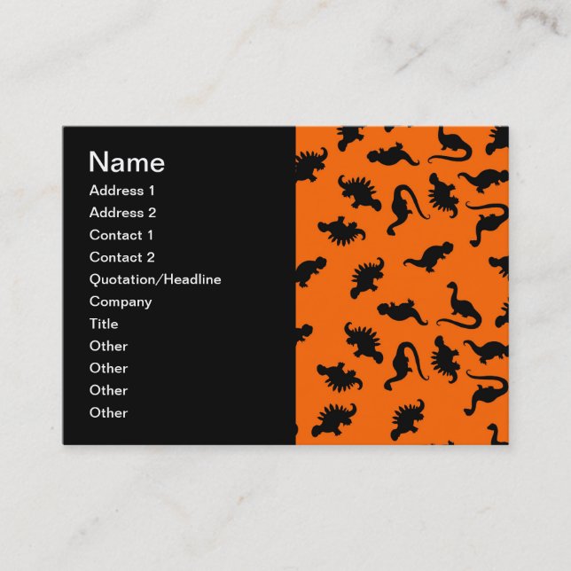 Cute Dinosaur Pattern on Orange Business Card (Front)