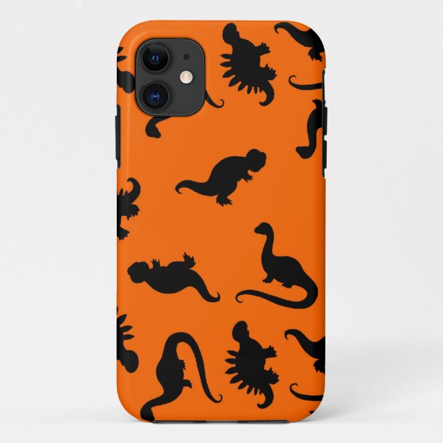 Cute Dinosaur Pattern on Orange Case-Mate iPhone Case (Back)