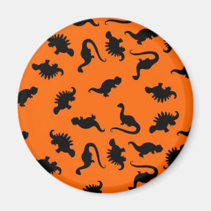 Cute Dinosaur Pattern on Orange Magnet