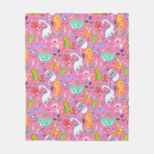 Cute Dinosaur Pattern on Pink   Fleece Blanket