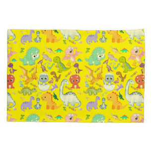 Cute Dinosaur Pattern on Yellow   Pillowcase