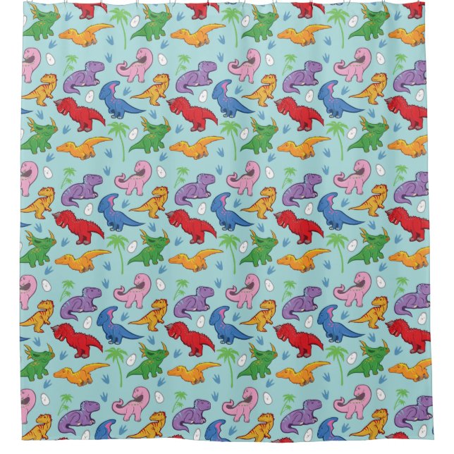 Cute Dinosaur Pattern Shower Curtain (Front)