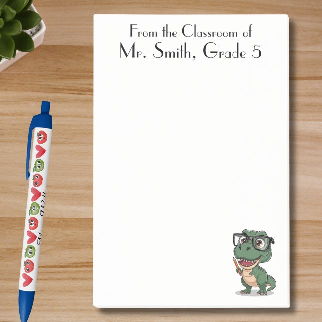 Cute Dinosaur & Pencil,Teacher Appreciation,Custom Post-it Notes (Creator Uploaded)