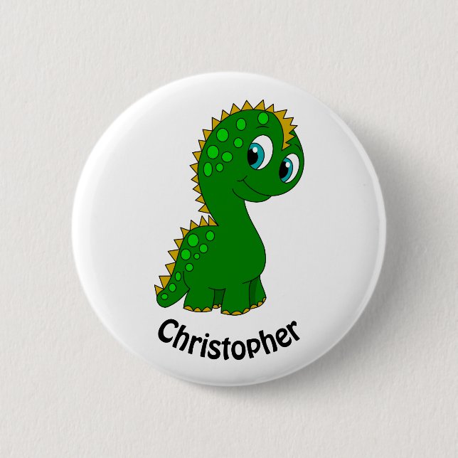 Cute Dinosaur Personalised 6 Cm Round Badge (Front)