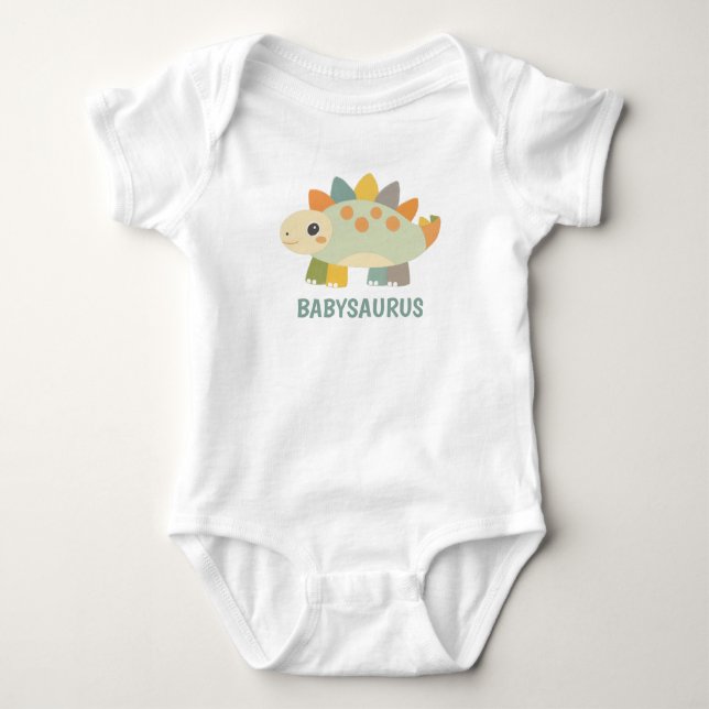 Cute Dinosaur Personalised Baby Bodysuit  (Front)