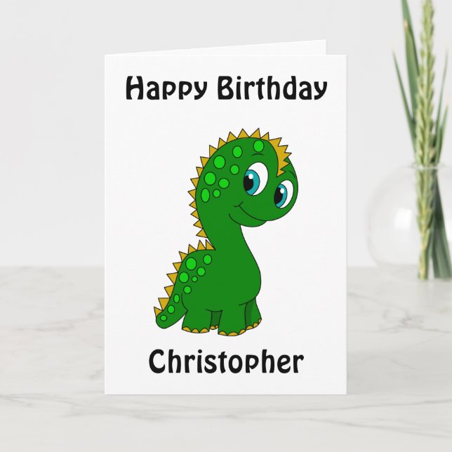 Cute Dinosaur Personalised Birthday Card (Front)